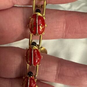 Park Lane Gold Bracelet with Red Ladybug Charms